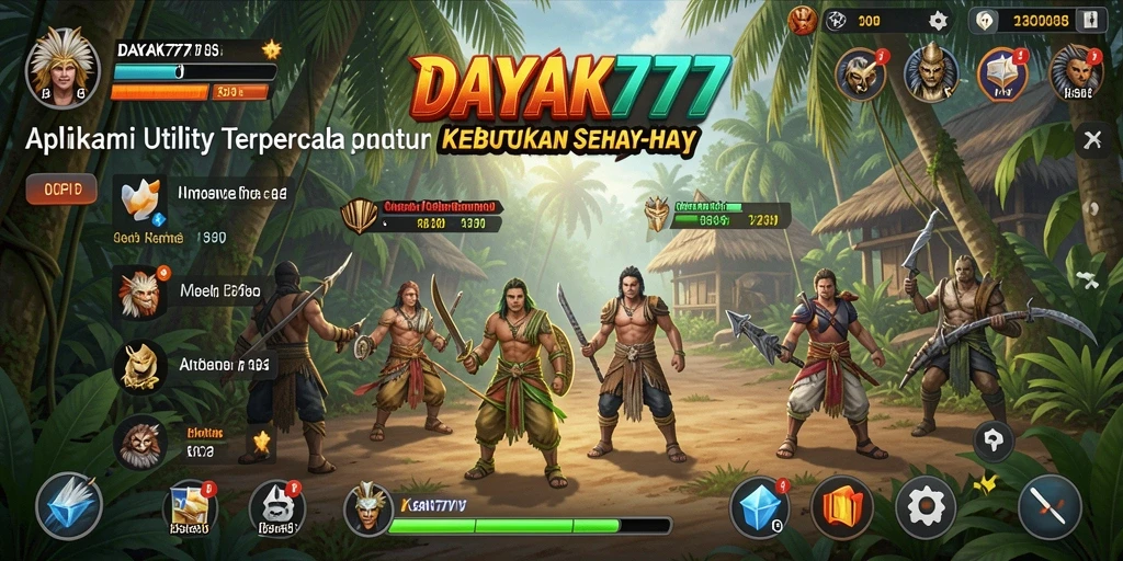Tampilan utama aplikasi DAYAK777 yang interaktif dan mudah dinavigasi.