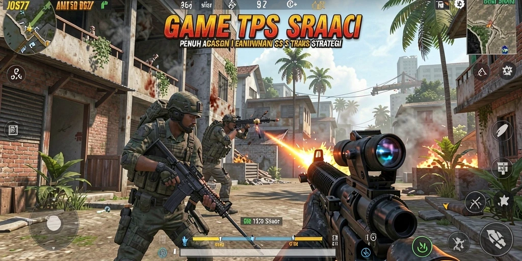 Tampilan gameplay JOS77 dengan aksi mendebarkan di arena TPS.