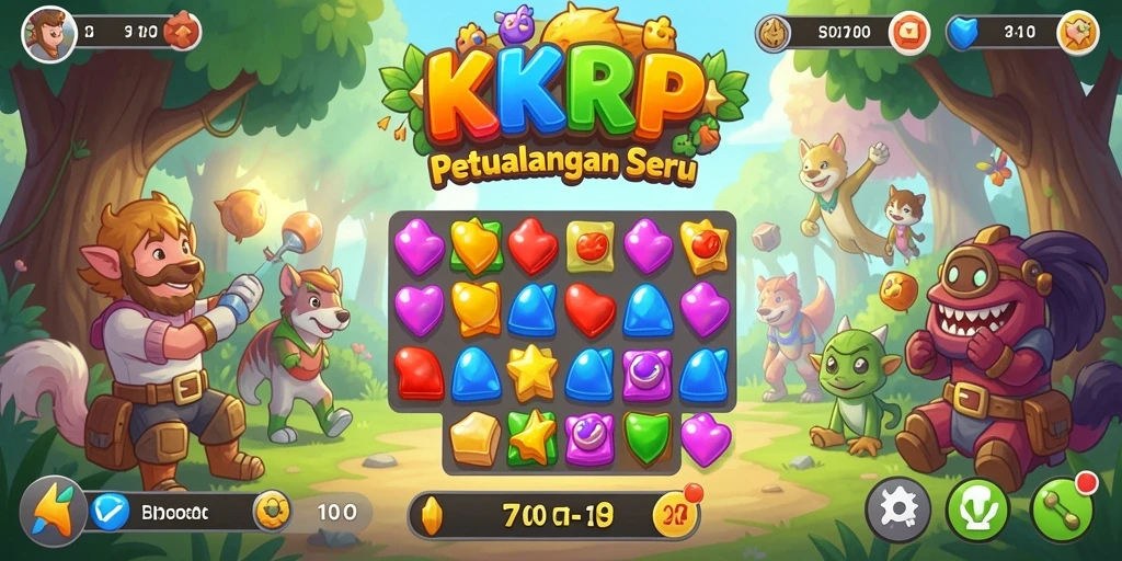 Screenshot utama KKRP menampilkan gameplay seru permainan Match-3.