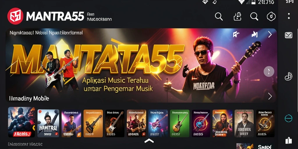 Screenshot MANTRA55 menggambarkan pengguna menikmati permainan musik yang interaktif.
