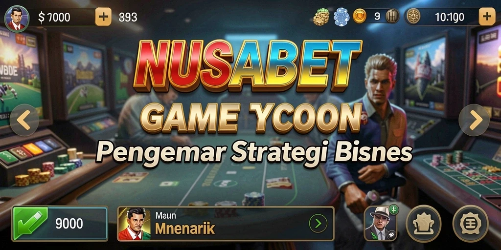 Screenshot gameplay NUSABET yang menunjukkan pengelolaan bisnis yang seru.