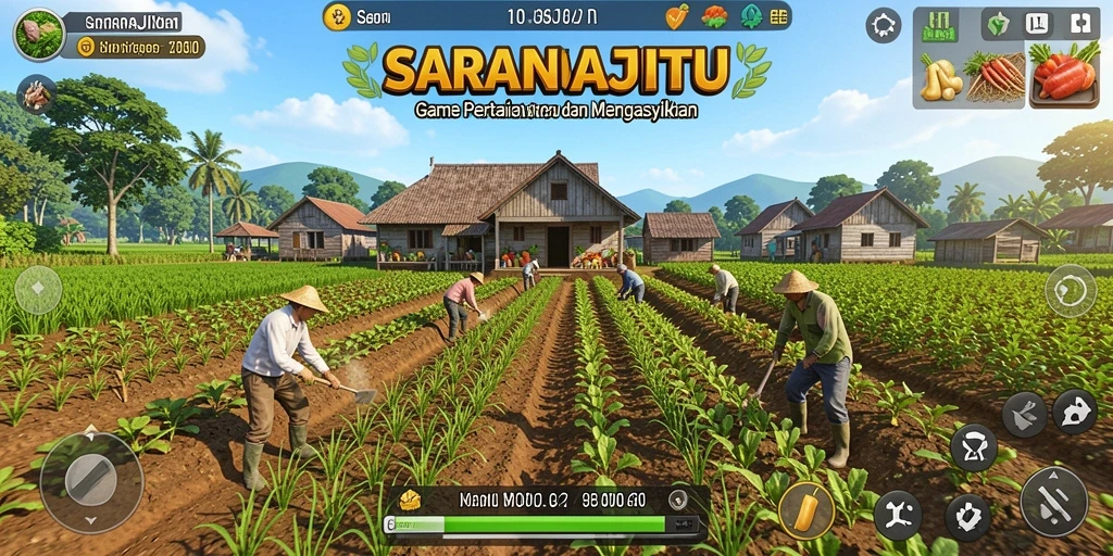 Gameplay seru dalam SARANAJITU, nikmati pengalaman bertani yang menyenangkan.