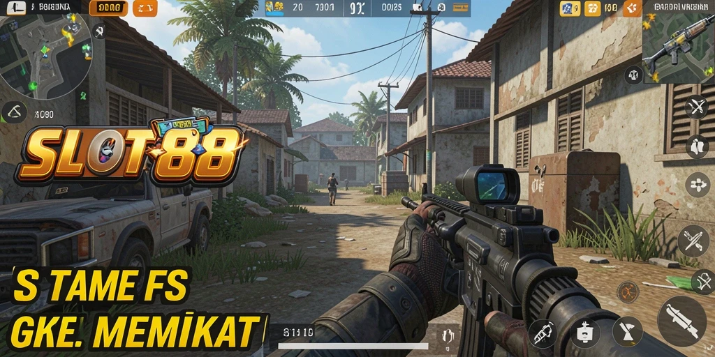 Tampilan gameplay FPS yang seru dan mendebarkan di SLOT88.